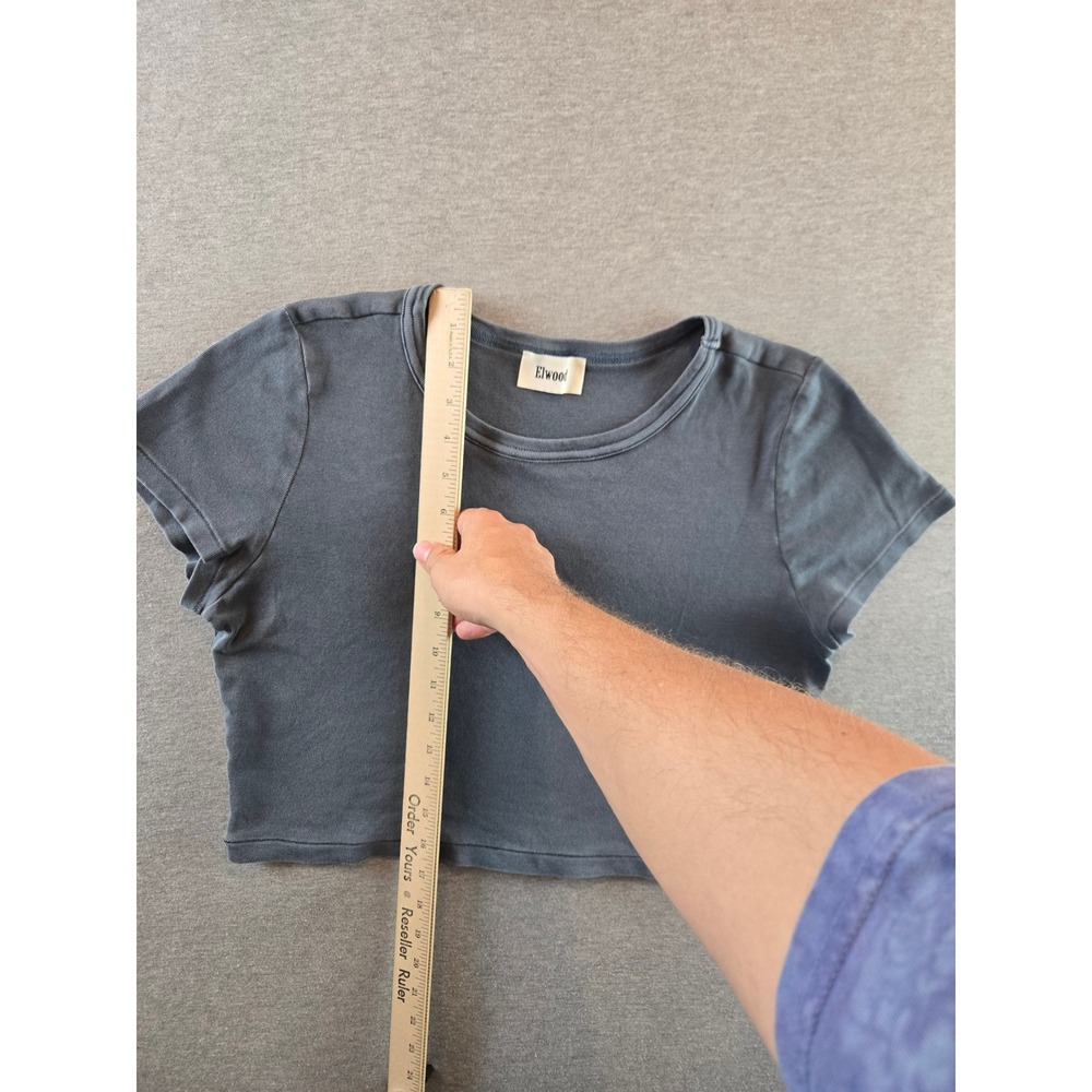 Elwood Babydoll Core Tee Womens XXL Faded Blue Organic Cotton Crop Single Stitch - Picture 5 of 7